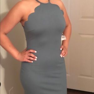 Scalloped Bib Neck Bodycon Dress